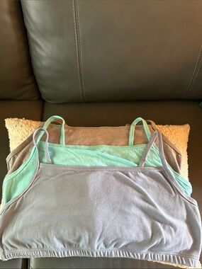 Hanes Cotton-Blend Bralettes in Mint & Taupe and Gray (3)